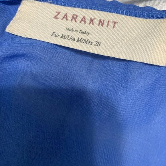 zara knit womens solid v neck mesh sheer tank top blouse medium - Picture 3 of 6